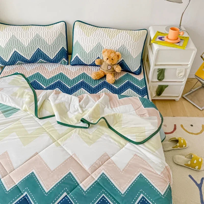 Cool Feeling Summer Blanket Set Latex Bed Mat Comforter - Brass Living