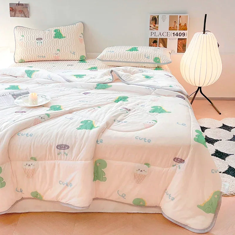 Cool Feeling Summer Blanket Set Latex Bed Mat Comforter - Brass Living