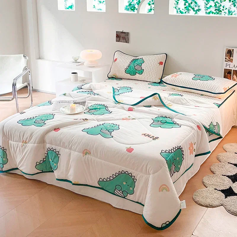 Cool Feeling Summer Blanket Set Latex Bed Mat Comforter - Brass Living