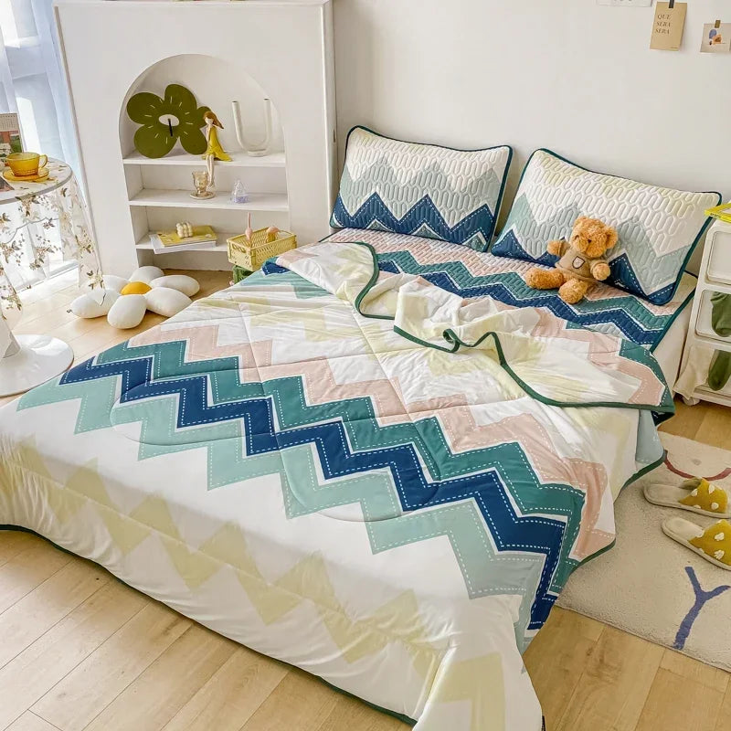 Cool Feeling Summer Blanket Set Latex Bed Mat Comforter - Brass Living