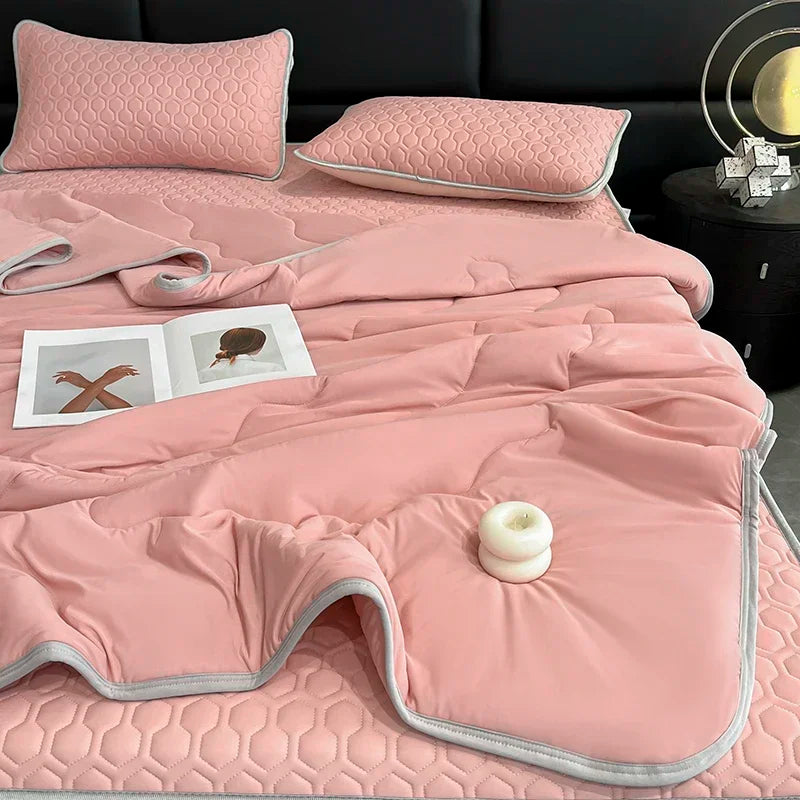 Cool Feeling Summer Blanket Set Latex Bed Mat Comforter - Brass Living