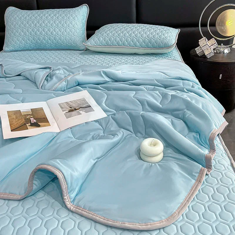 Cool Feeling Summer Blanket Set Latex Bed Mat Comforter - Brass Living