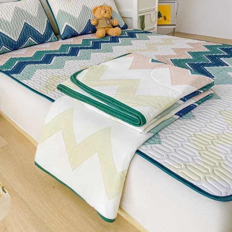 Cool Feeling Summer Blanket Set Latex Bed Mat Comforter - Brass Living