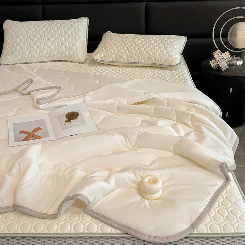 Cool Feeling Summer Blanket Set Latex Bed Mat Comforter - Brass Living