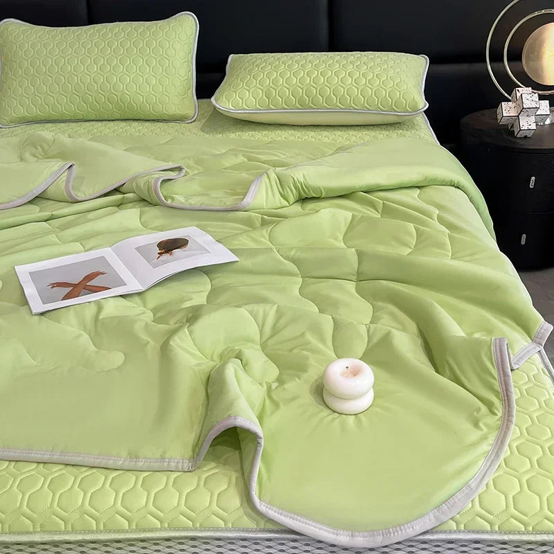 Cool Feeling Summer Blanket Set Latex Bed Mat Comforter - Brass Living