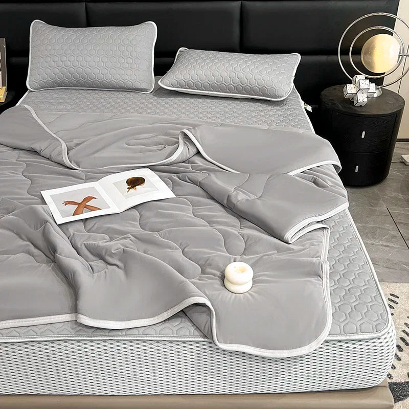 Cool Feeling Summer Blanket Set Latex Bed Mat Comforter - Brass Living