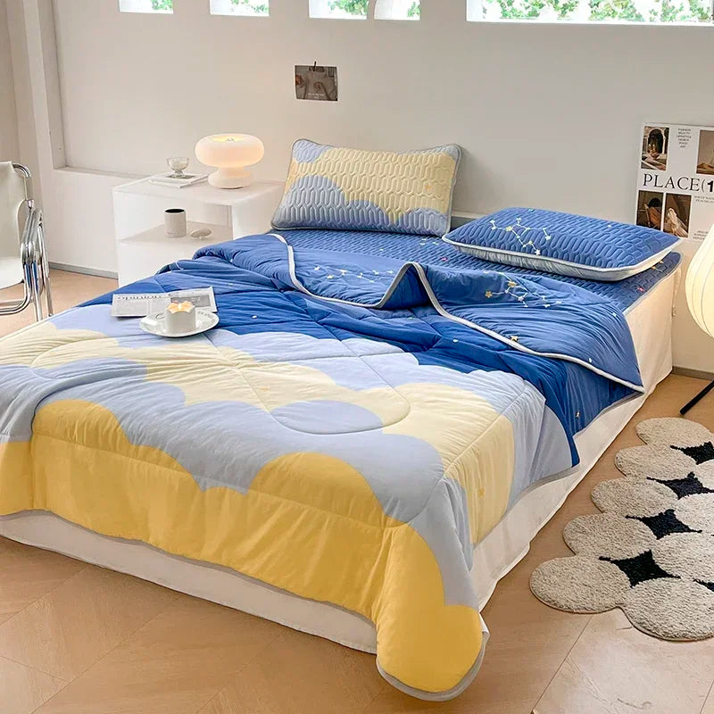 Cool Feeling Summer Blanket Set Latex Bed Mat Comforter - Brass Living