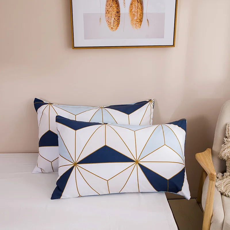 Geometric Print Queen Bedding Set Soft Comfortable Duvet Cover - Brass Living
