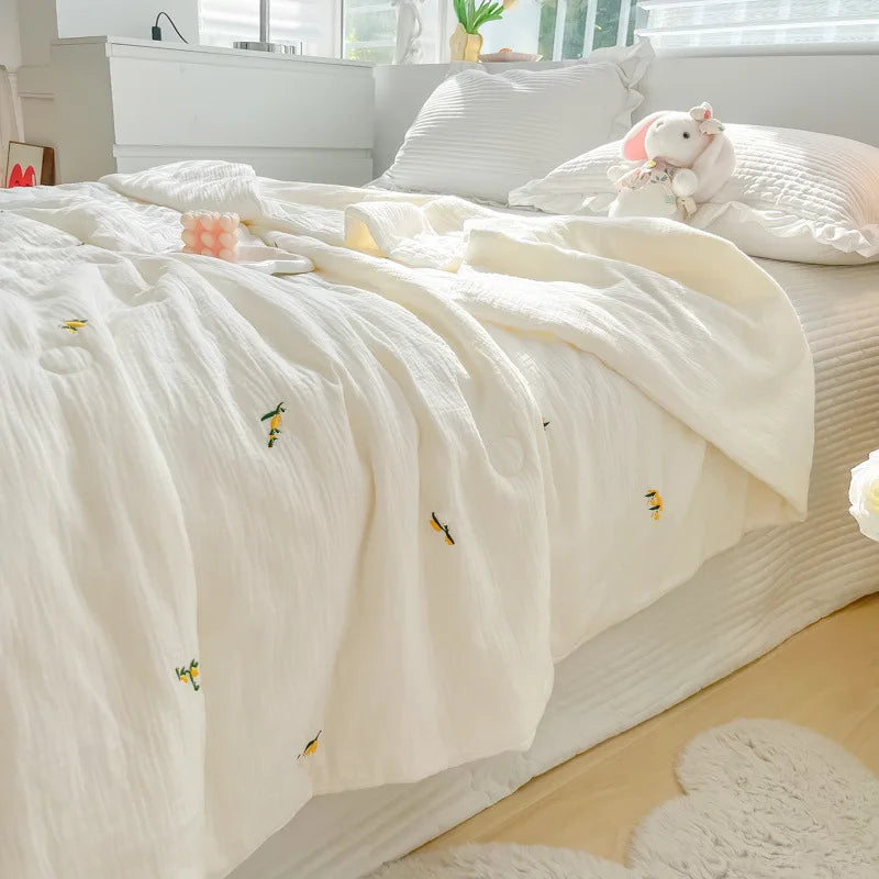 Super Soft Double Layer Yarn Summer Quilt Skin-friendly Blanket - Brass Living