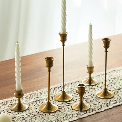 3pc Brass Gold Decorative Candlestick Holders Set - Brasss Living