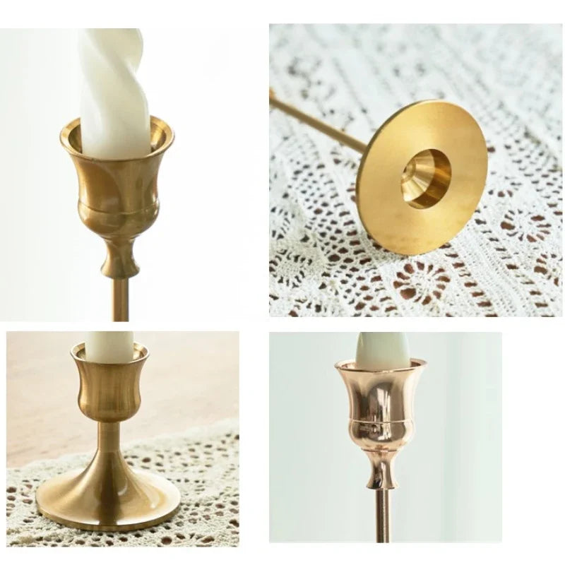 3pc Brass Gold Decorative Candlestick Holders Set - Brasss Living