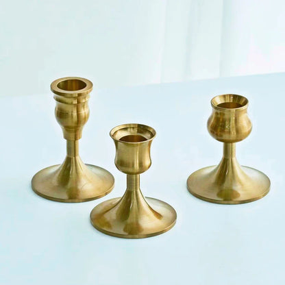 3pc Brass Gold Decorative Candlestick Holders Set - Brasss Living