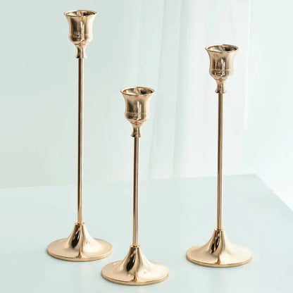 3pc Brass Gold Decorative Candlestick Holders Set - Brasss Living