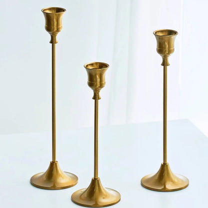 3pc Brass Gold Decorative Candlestick Holders Set - Brasss Living