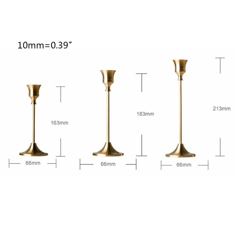 3pc Brass Gold Decorative Candlestick Holders Set - Brasss Living