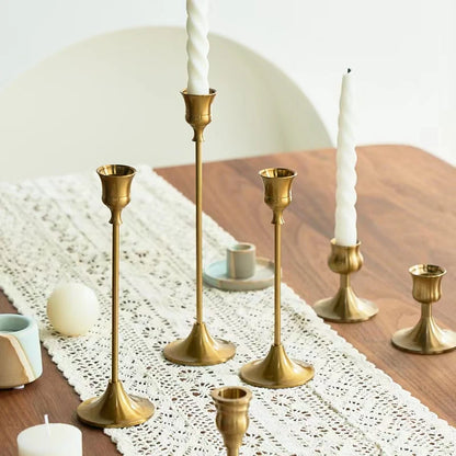 3pc Brass Gold Decorative Candlestick Holders Set - Brasss Living