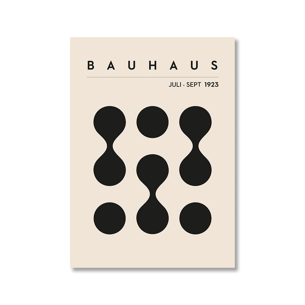 Abstract Bauhaus Geometric Vintage Black Beige Canvas Art - Brasss Living