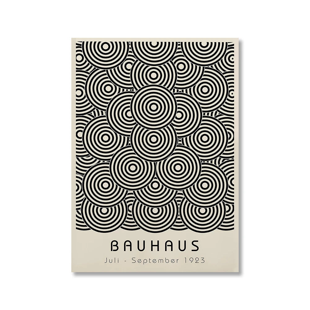 Abstract Bauhaus Geometric Vintage Black Beige Canvas Art - Brasss Living