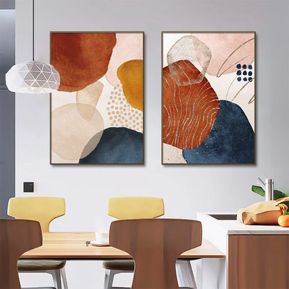 Abstract Geometric Line Orange Watercolor Canvas Wall Art Prints - Brasss Living