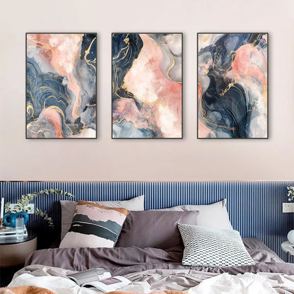 Abstract Pink Ink Marble Texture Canvas Wall Art Prints - Brasss Living