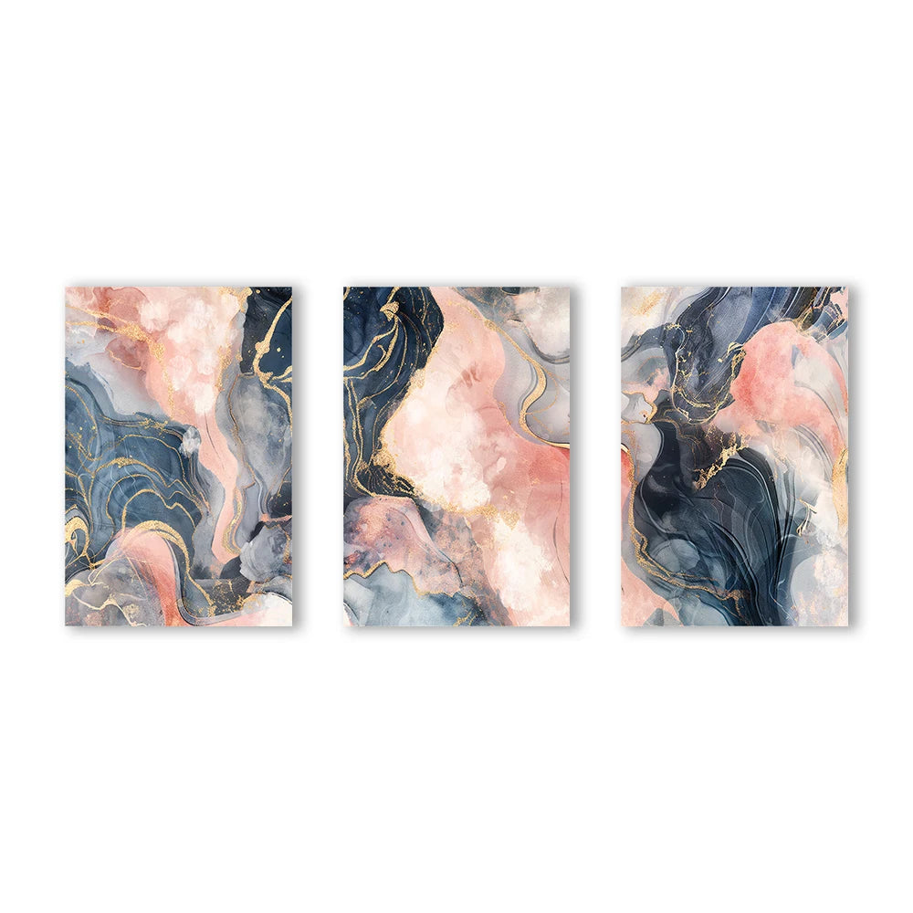 Abstract Pink Ink Marble Texture Canvas Wall Art Prints - Brasss Living