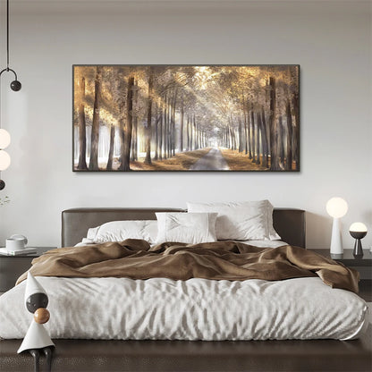 Autumn Nature Forest Foggy Landscape Tree Canvas Wall Art Prints - Brasss Living