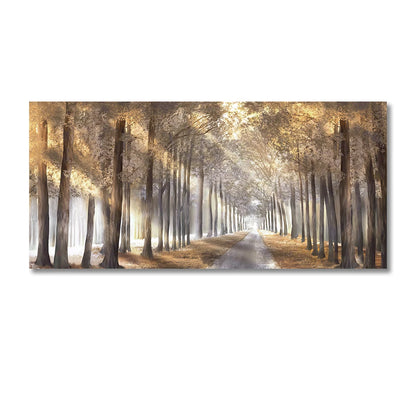 Autumn Nature Forest Foggy Landscape Tree Canvas Wall Art Prints - Brasss Living