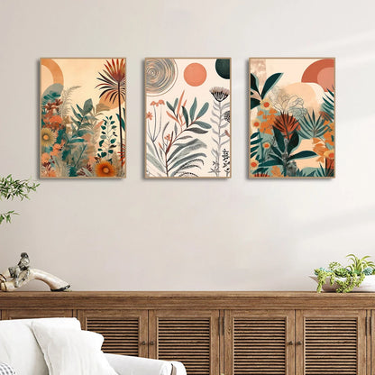 Boho Floral Simple Landscape Canvas Wall Art Prints - Brasss Living