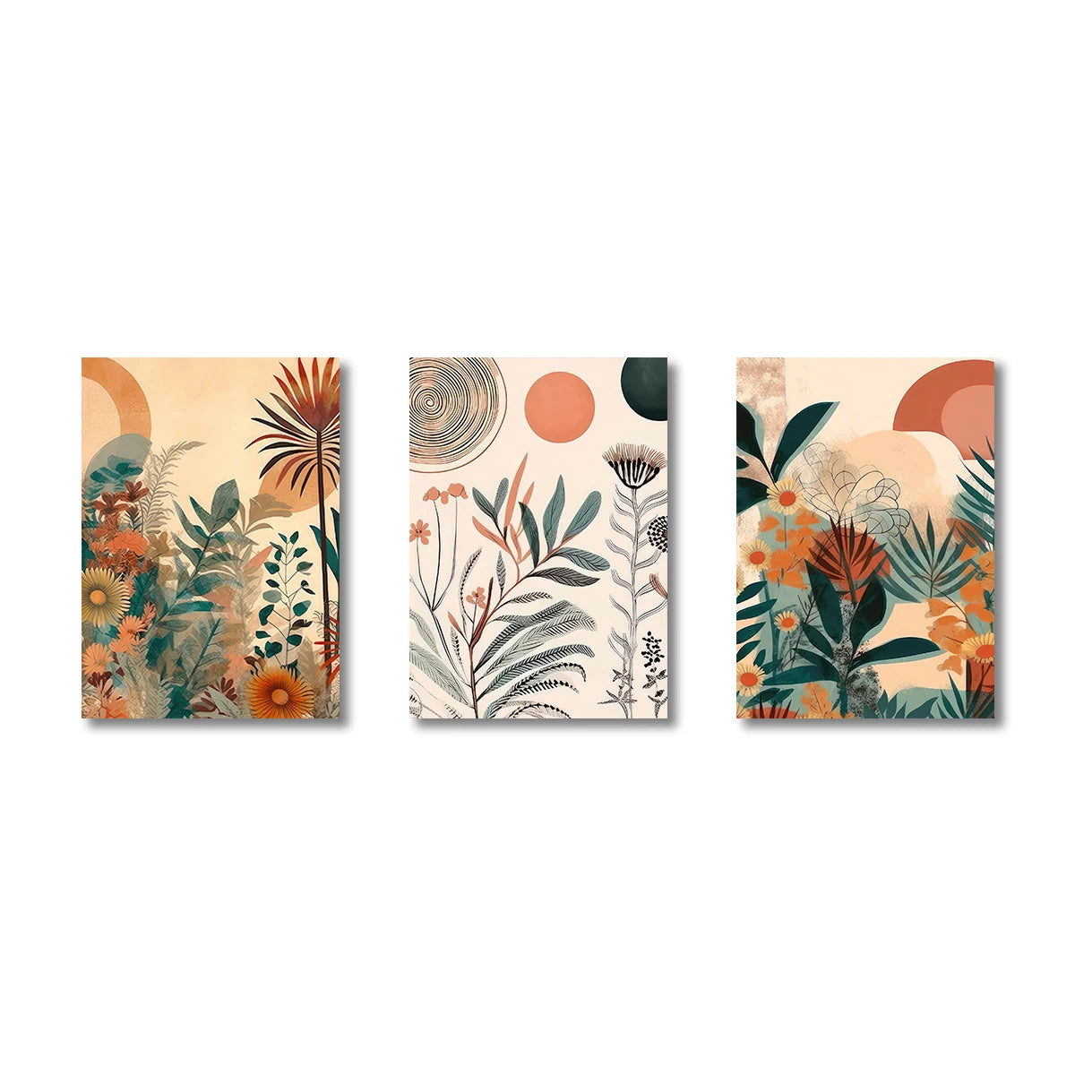 Boho Floral Simple Landscape Canvas Wall Art Prints - Brasss Living