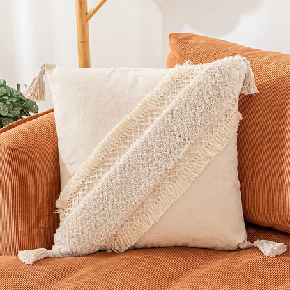 Boho Nature Cotton Cushion Cover with Tassels Pillow - Brasss Living