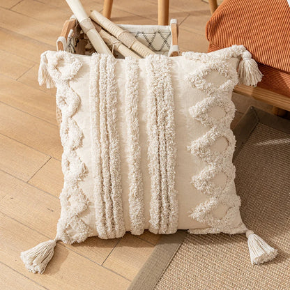 Boho Nature Cotton Cushion Cover with Tassels Pillow - Brasss Living