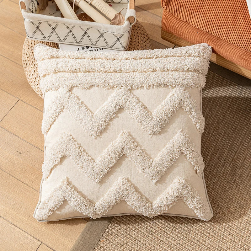 Boho Nature Cotton Cushion Cover with Tassels Pillow - Brasss Living