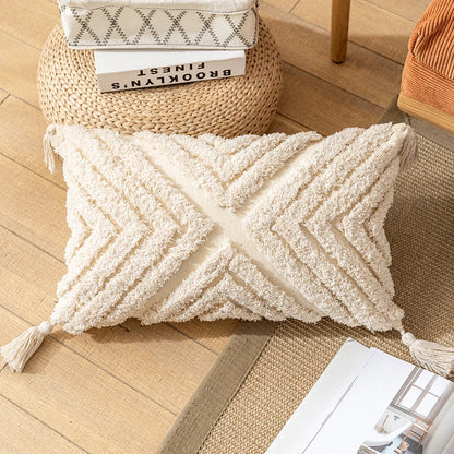 Boho Nature Cotton Cushion Cover with Tassels Pillow - Brasss Living