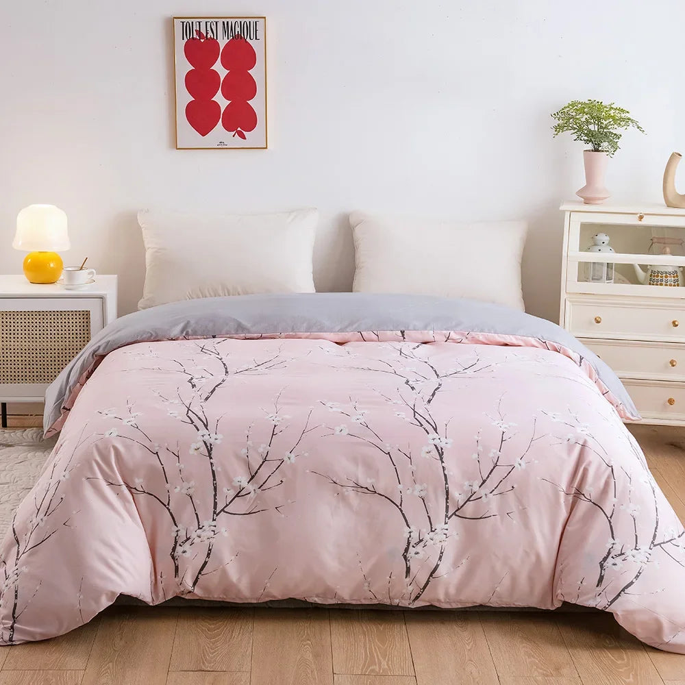 Candy Colours Plum Blossom Duvet Cover Set Skin Friendly Bedding - Brasss Living