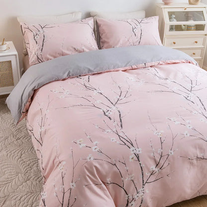 Candy Colours Plum Blossom Duvet Cover Set Skin Friendly Bedding - Brasss Living