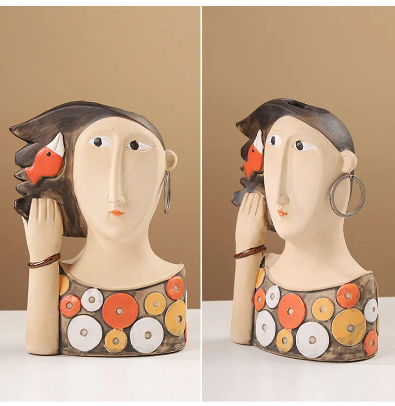 Ceramic Abstract People Vase Statue Figure Modern Pop Art Decor - Brasss Living