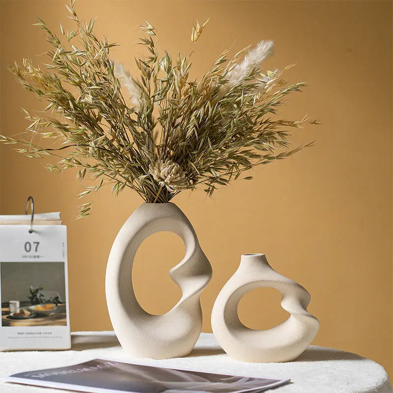 Ceramic Matte Vase Set Modern Nordic Tabletop Decoration - Brasss Living