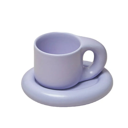 Ceramic Mug with Saucer Coffee Cups and Saucers Set - Brasss Living