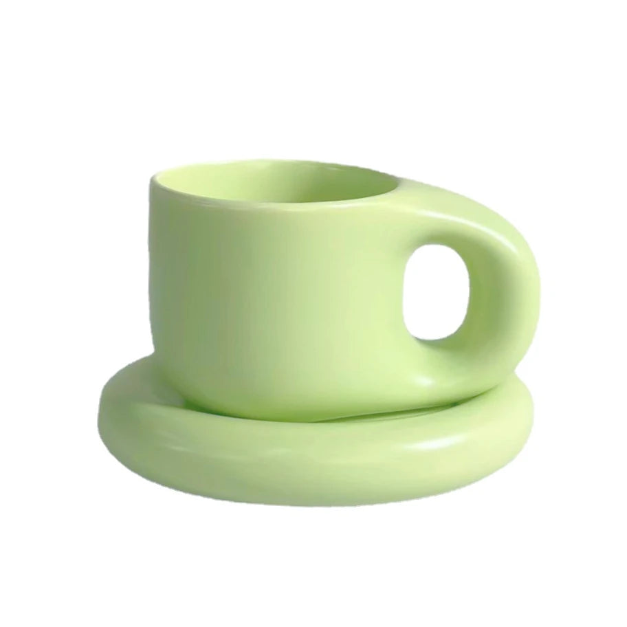 Ceramic Mug with Saucer Coffee Cups and Saucers Set - Brasss Living