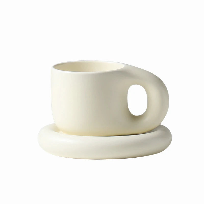 Ceramic Mug with Saucer Coffee Cups and Saucers Set - Brasss Living