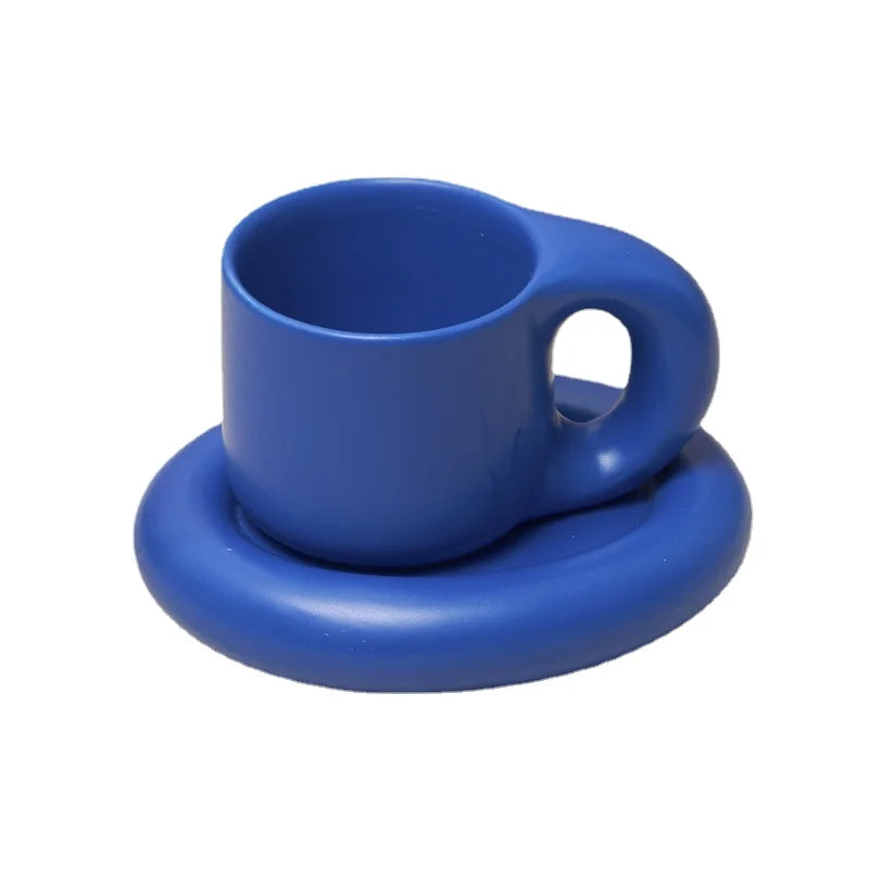 Ceramic Mug with Saucer Coffee Cups and Saucers Set - Brasss Living