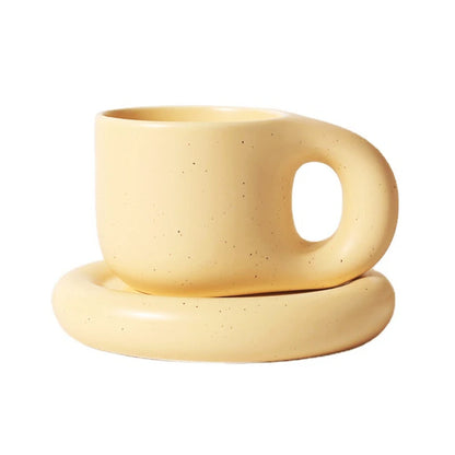 Ceramic Mug with Saucer Coffee Cups and Saucers Set - Brasss Living