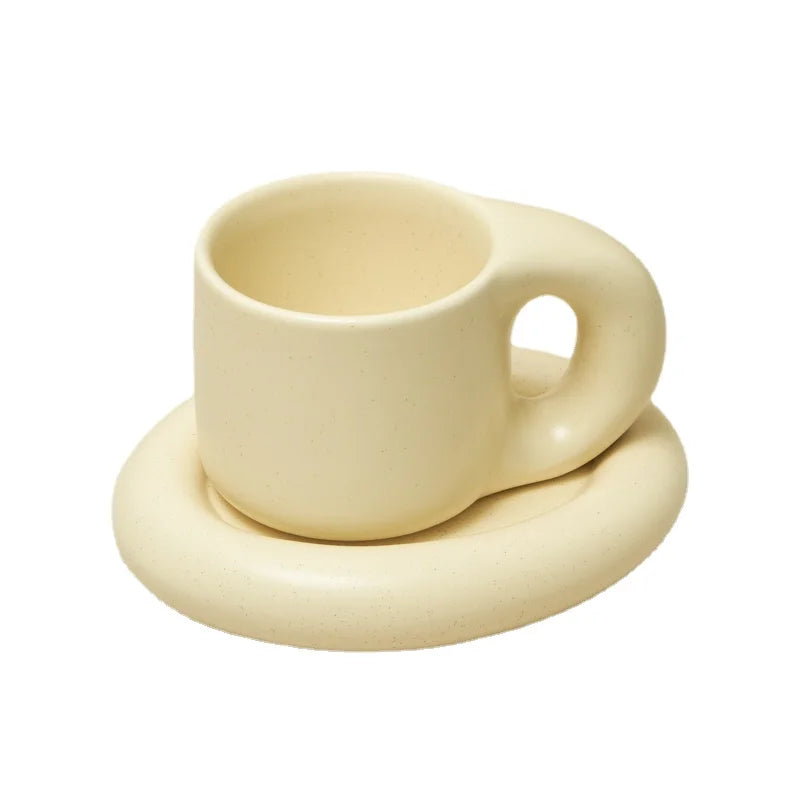 Ceramic Mug with Saucer Coffee Cups and Saucers Set - Brasss Living