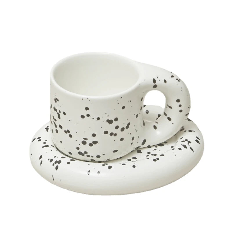 Ceramic Mug with Saucer Coffee Cups and Saucers Set - Brasss Living