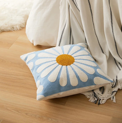 Chic Daisy Dandelion Embroidery Floral Pillow Cushion Cover - Brasss Living