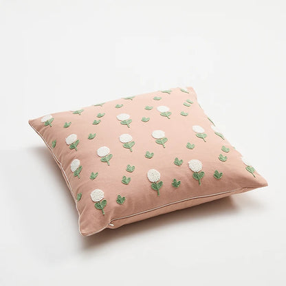 Chic Daisy Dandelion Embroidery Floral Pillow Cushion Cover - Brasss Living