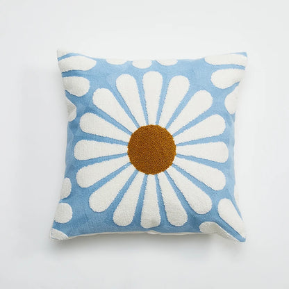 Chic Daisy Dandelion Embroidery Floral Pillow Cushion Cover - Brasss Living