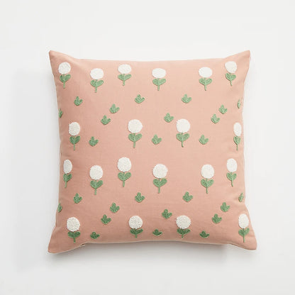 Chic Daisy Dandelion Embroidery Floral Pillow Cushion Cover - Brasss Living