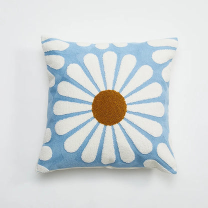 Chic Daisy Dandelion Embroidery Floral Pillow Cushion Cover - Brasss Living