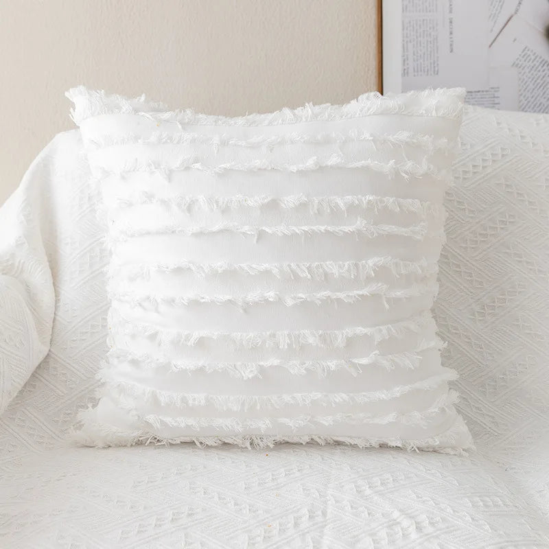 Chic Daisy Floral White Embroidery Pillow Cushion Cover - Brasss Living